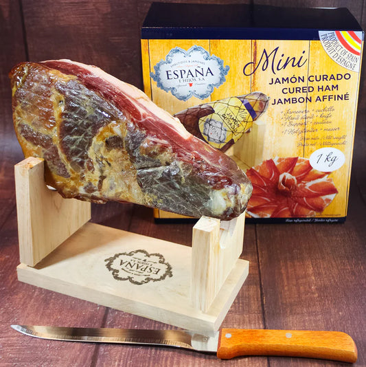 Spanish Mini Cured Jamon Carving Set + Extra 1kg Jamon