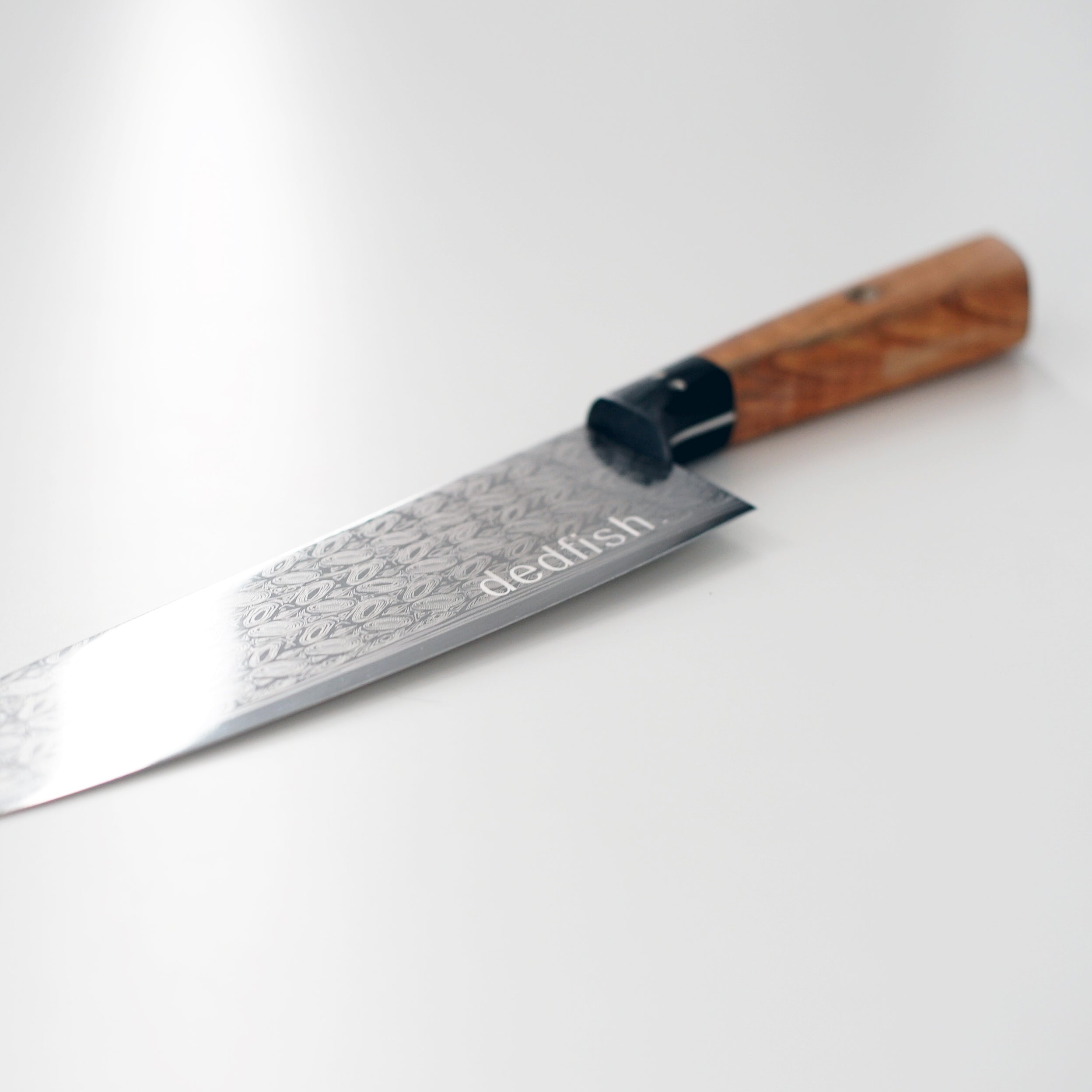 Dedfish Co. Kitchen Knife Set - Laser Etched Stainless Steel with Olive Wood Handles